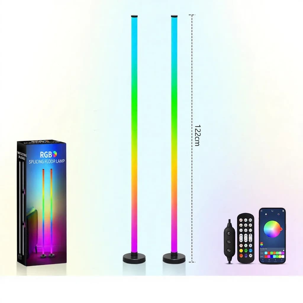 RGB-vloerlamp met muzieksynchronisatie, 360° gloed, app-bediening voor gaming