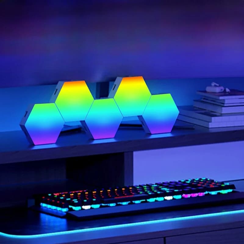 RGB Hexagon Geluidsreactieve Lichtpanelen met App-bediening