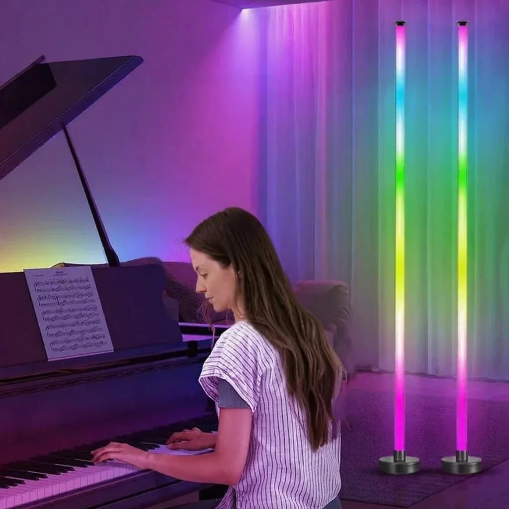 RGB-vloerlamp met muzieksynchronisatie, 360° gloed, app-bediening voor gaming