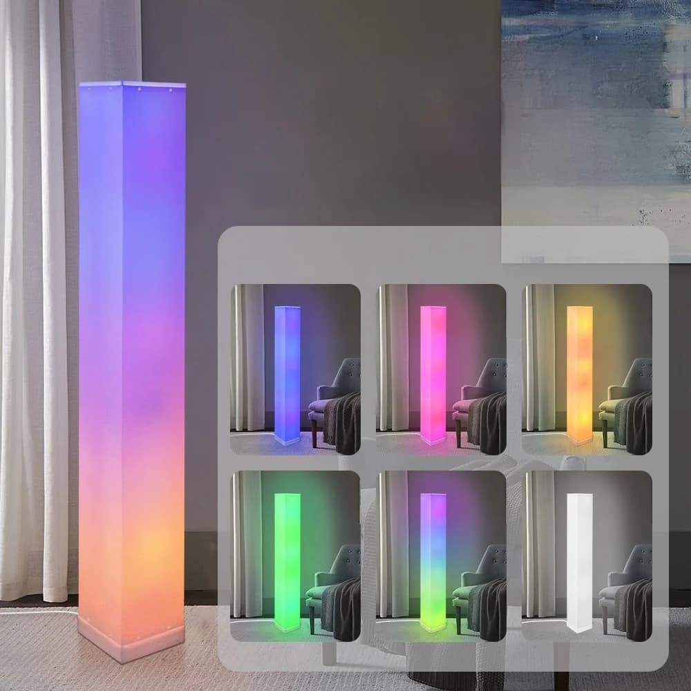 Vierkante Vloerlamp met Afstandsbediening, LED Sfeerverlichting voor Woonkamer