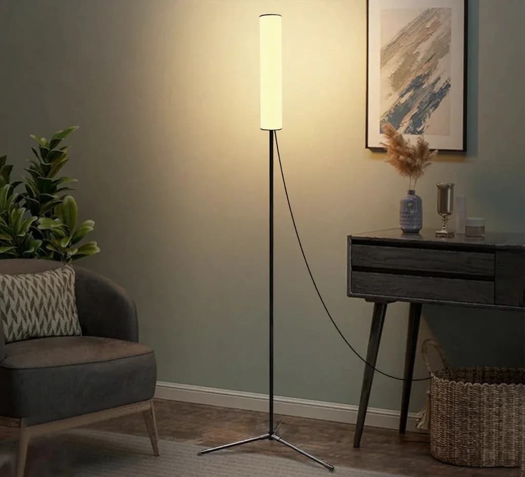 Verstelbare LED vloerlamp met statiefbasis en drie kleurmodi