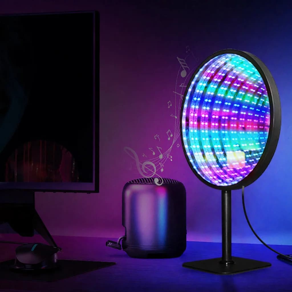 Ronde Acryl Infinity Spiegel 3D Afgrond Licht USB RGB Sfeerlamp