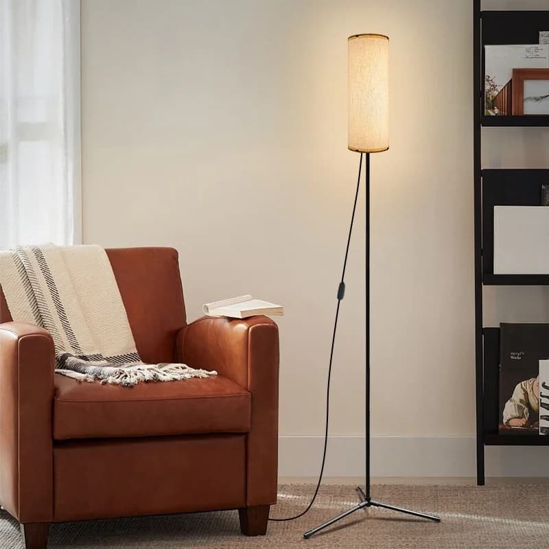 LED Vloerlamp met Stoffen Kap, Dimbaar Driekleurig Licht