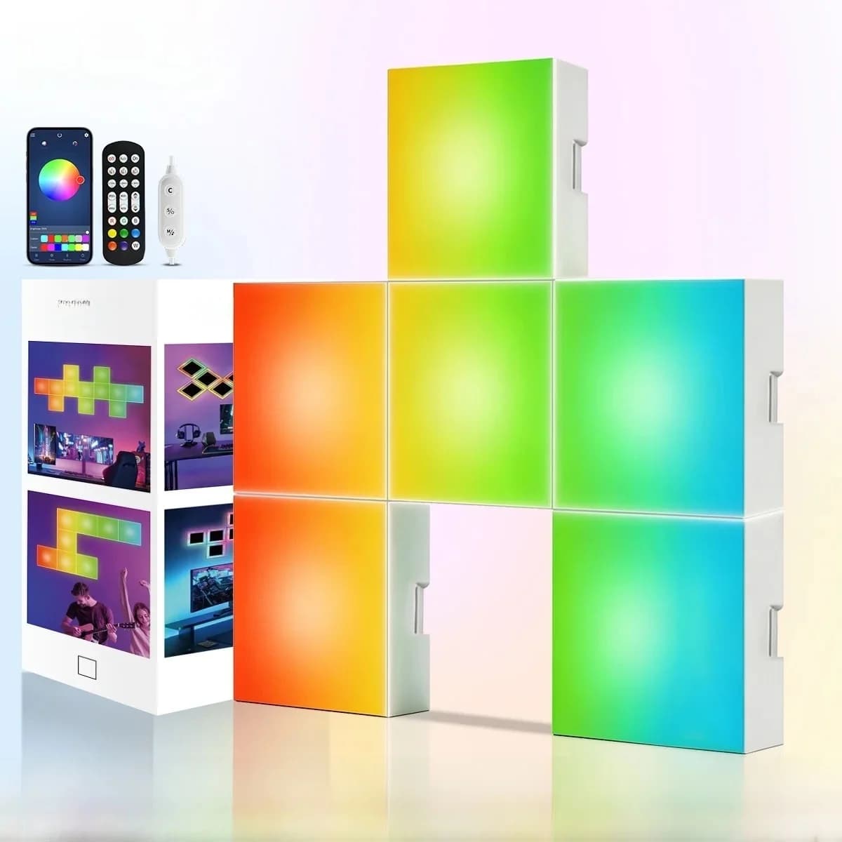 Vierkante RGB Muzieksync Lichtpanelen Wandmontage Sfeerlamp
