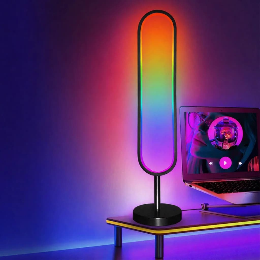U-vormige RGB vloerlamp met geluidsreactief licht en app-bediening