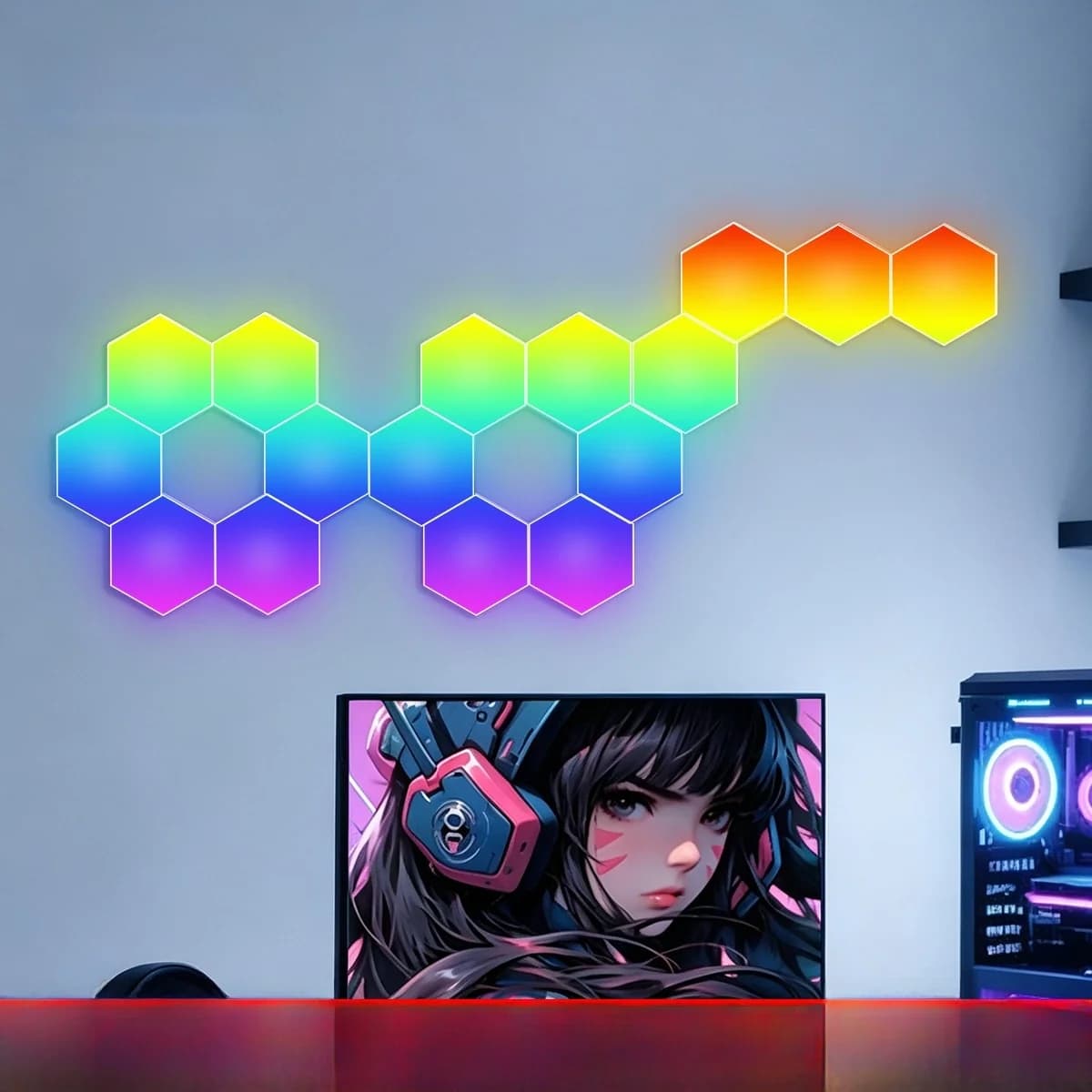 RGB Hexagon Geluidsreactieve Lichtpanelen met App-bediening