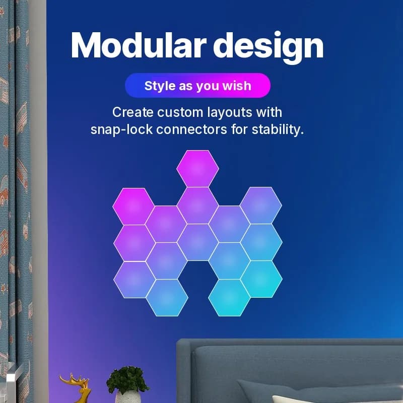 RGB Hexagon Geluidsreactieve Lichtpanelen met App-bediening