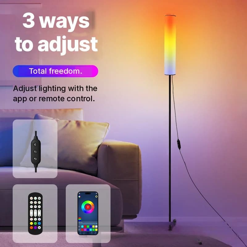 RGB LED statief vloerlamp met afstandsbediening voor slaapkamer en woonkamer