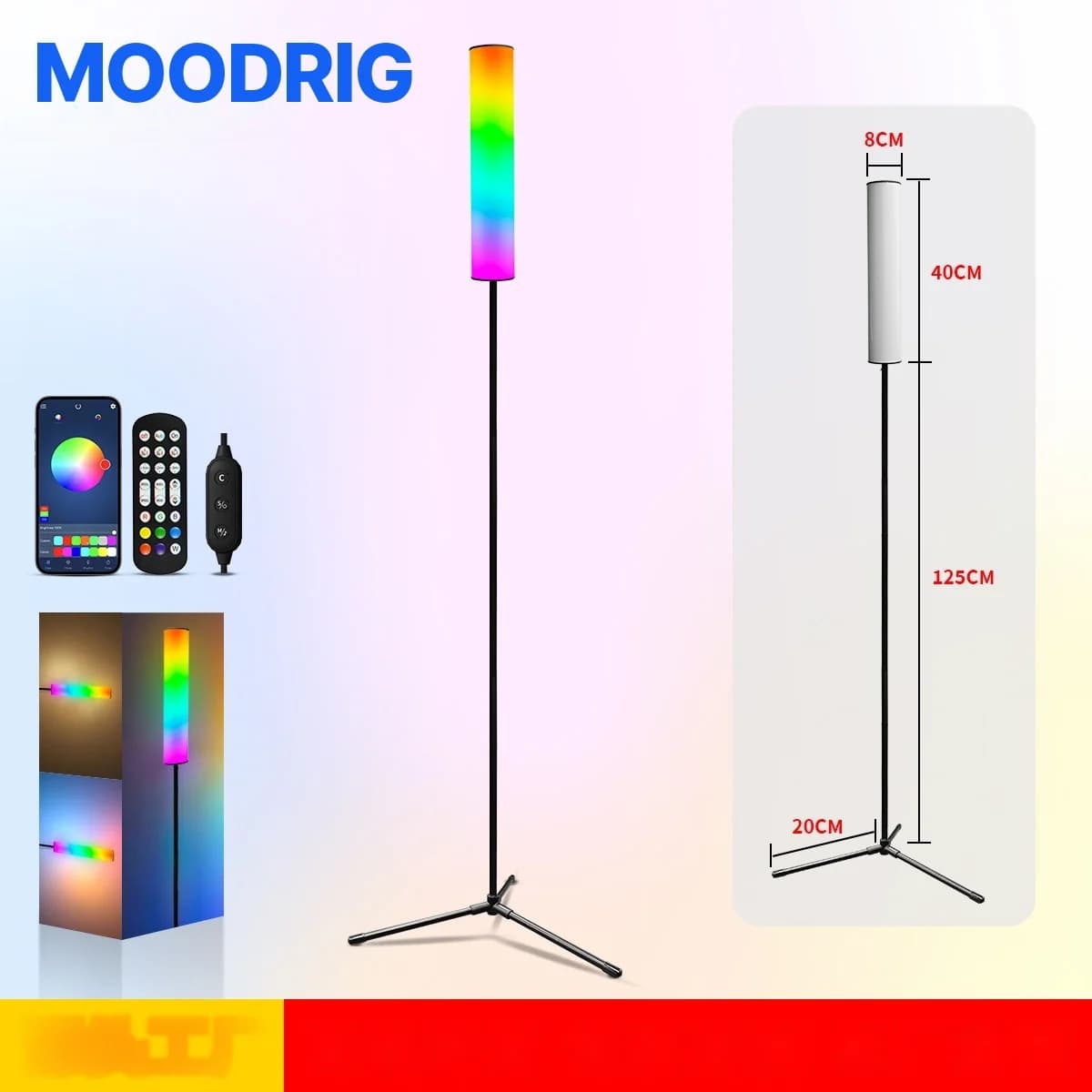 RGB LED statief vloerlamp met afstandsbediening voor slaapkamer en woonkamer