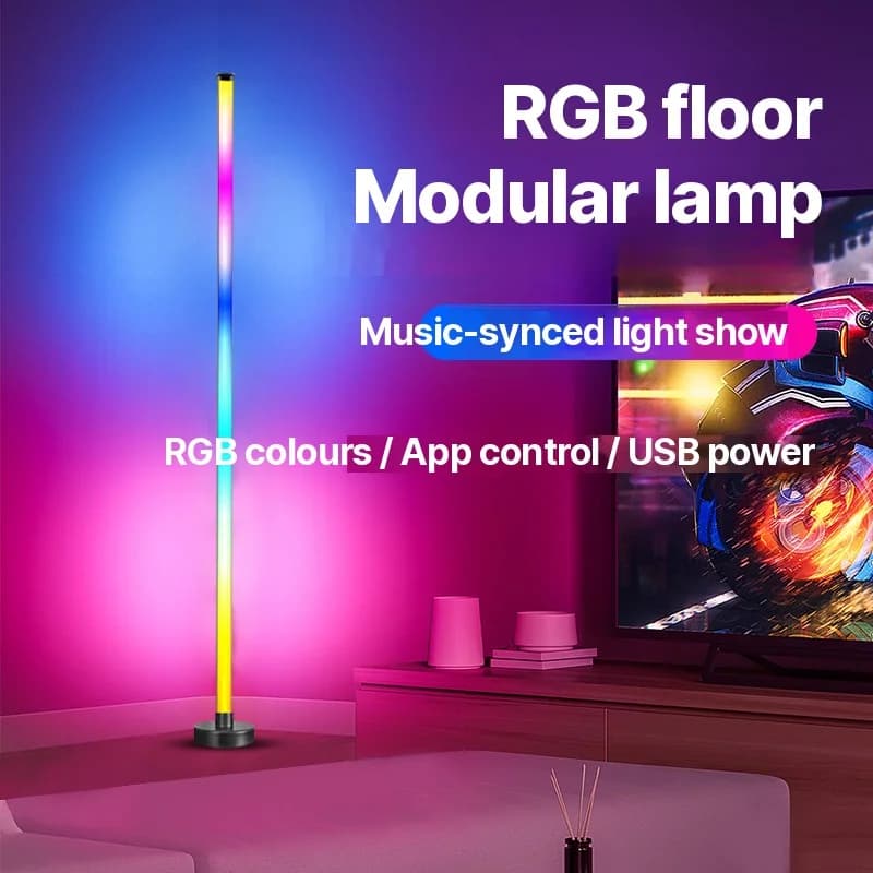 RGB LED-hoekvloerlamp met muzieksynchronisatie, app- en afstandsbediening