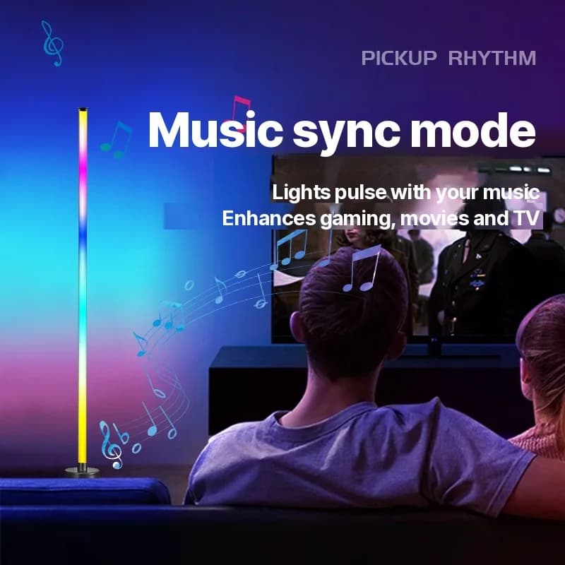 RGB LED-hoekvloerlamp met muzieksynchronisatie, app- en afstandsbediening