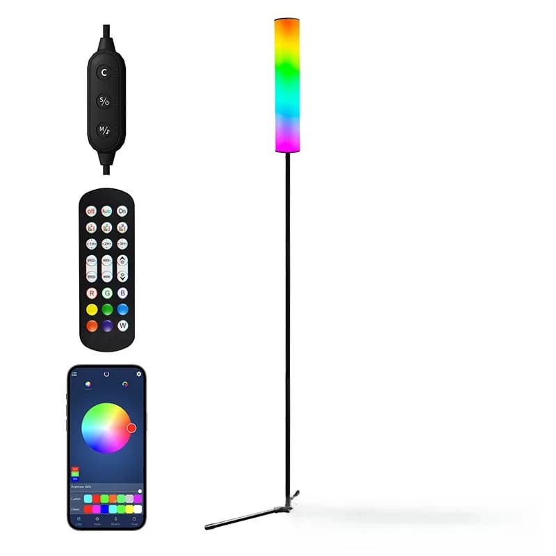 Verstelbare LED vloerlamp met statiefbasis en drie kleurmodi