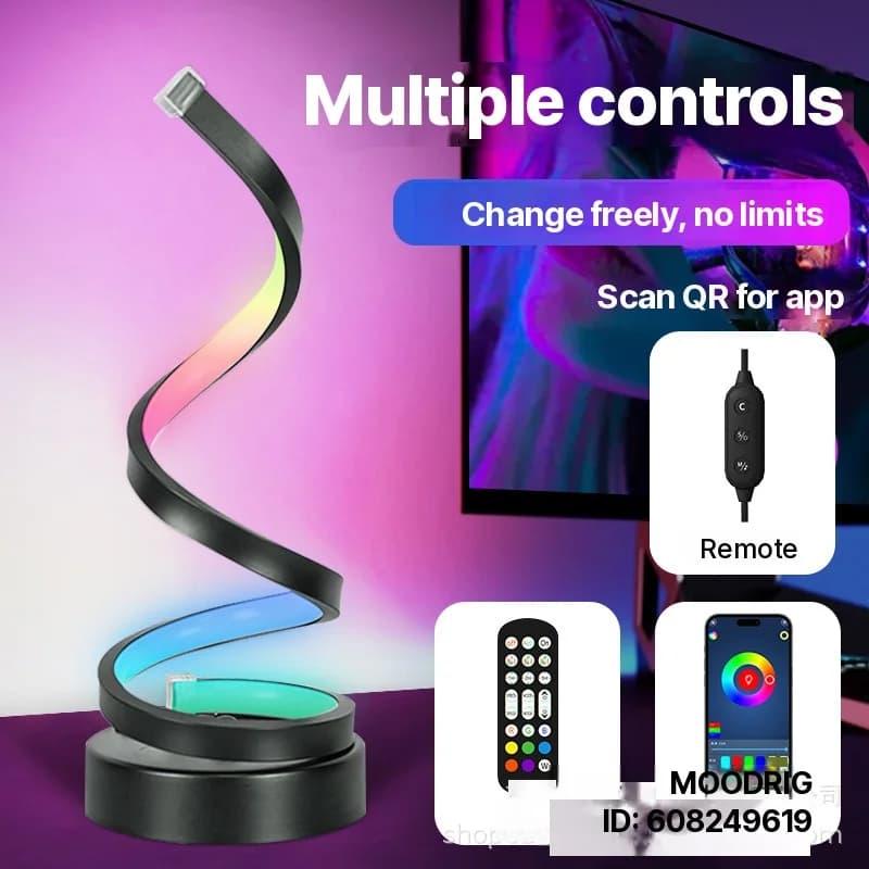 Spiraalvormige RGB Sfeerlamp met Geluidsreactie en App-bediening