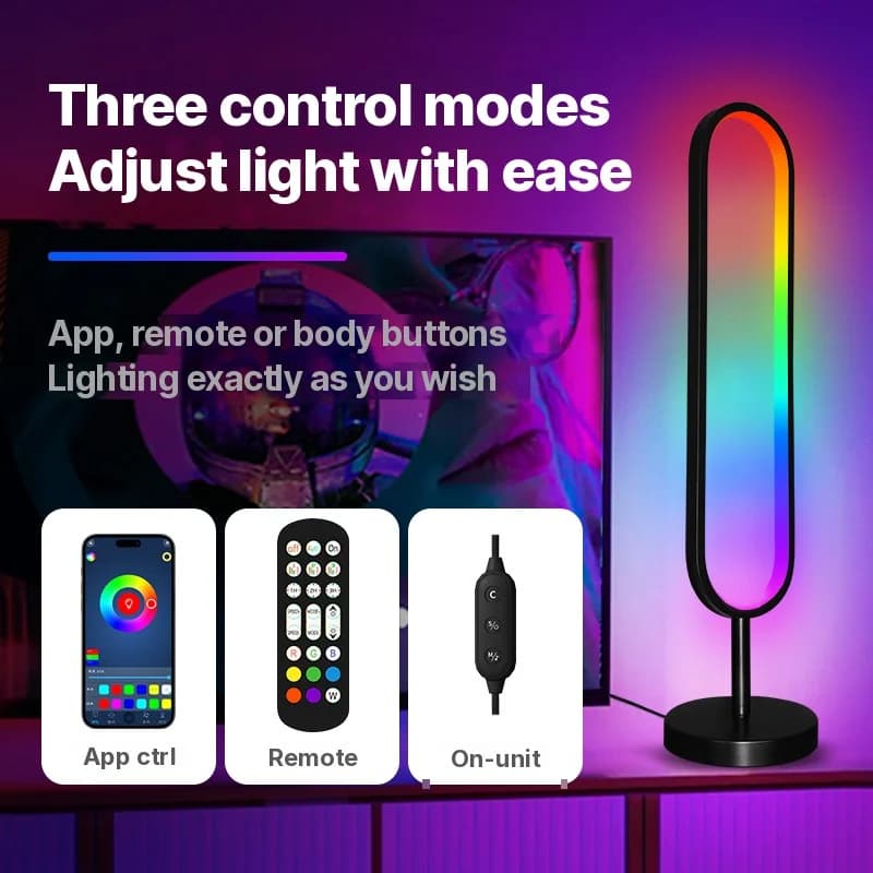 U-vormige RGB vloerlamp met geluidsreactief licht en app-bediening