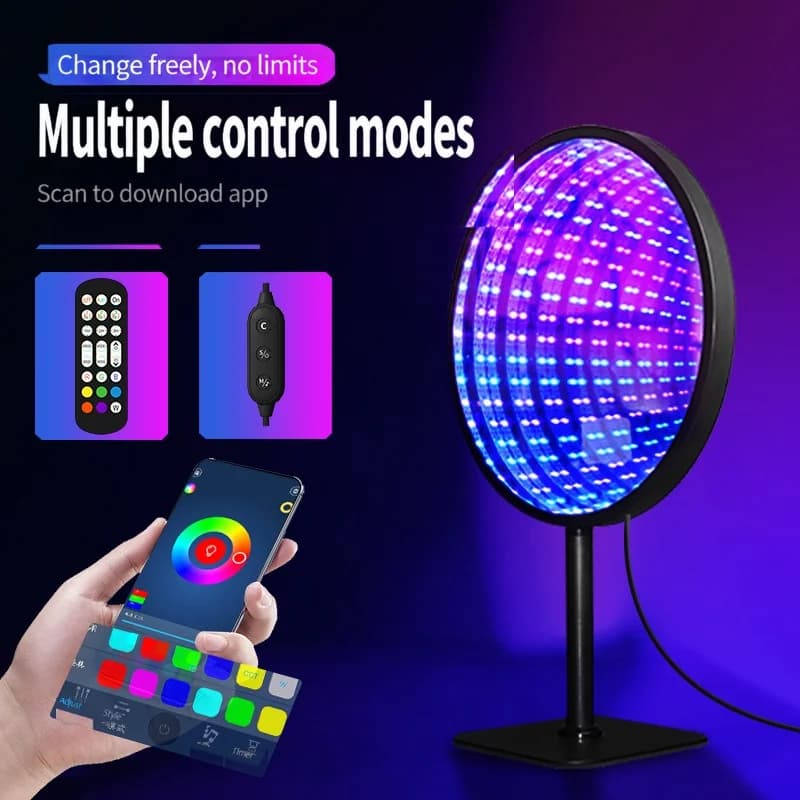 Ronde Acryl Infinity Spiegel 3D Afgrond Licht USB RGB Sfeerlamp